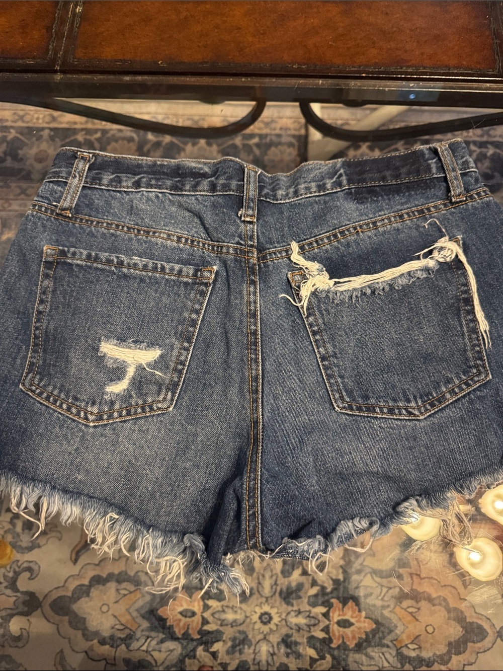 Aeropostale Distressed Dark Blue Denim Jean Shorts - Picture 5 of 5